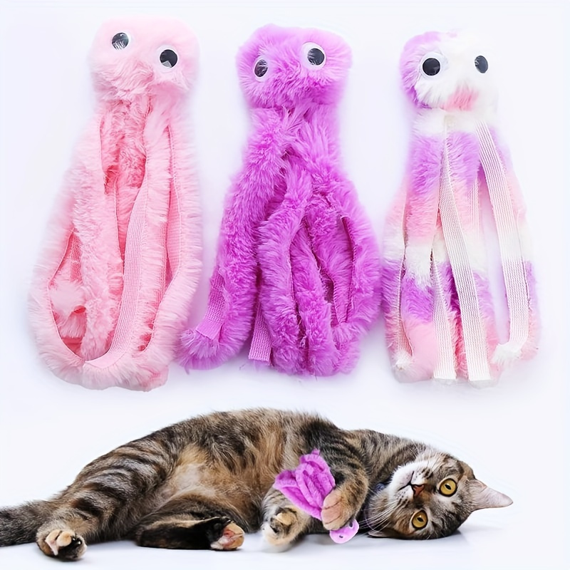 

Jouet en peluche d'octopus interactif pour chats d'intérieur - Accessoire de nettoyage des , design multicolore vif, idéal pour races, pas de piles requises