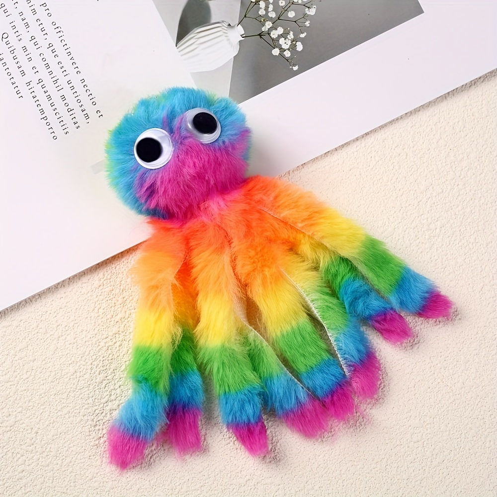 1pc/3pcs Random Color Multi-Colored Octopus Stuffed Cat Toy: Fun Interactive Game, Firm Tooth Replacement Head, Bright Colors, Perfect for Indoor Cats, Pet Additions, Without Battery