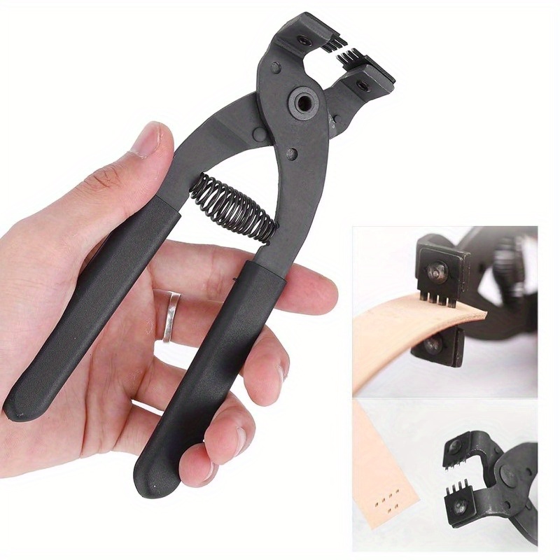 

17cm Handheld Leather Hole Punch, 4mm-4 Teeth, Craft Tool For Belts, Straps, , Shoes, Fabric, Leather Crafting Drill