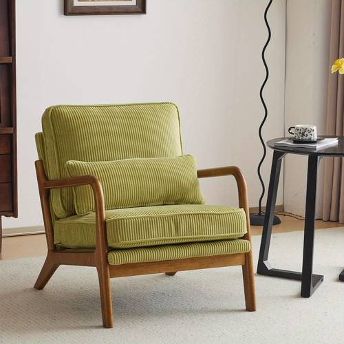 century modern accent chair living room chairs with pillow corduroy upholstered lounge armchair with solid wood frame soft cushion for bedroom reading room low back 23 62 wx31 30 71 h