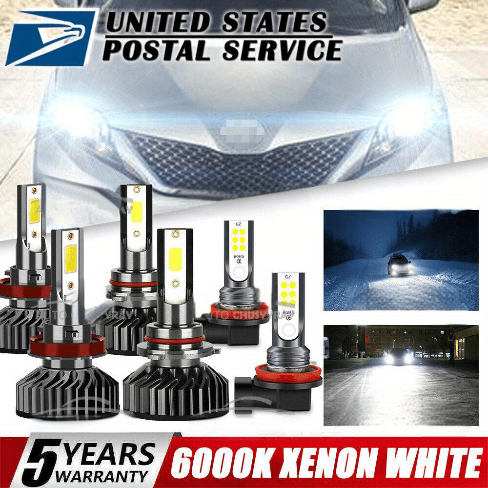 

6pcs Led Headlight+fog Bulbs 9005+h11+h11 Toyota Sienna 2011-2018 60w 6000k 24000lm And