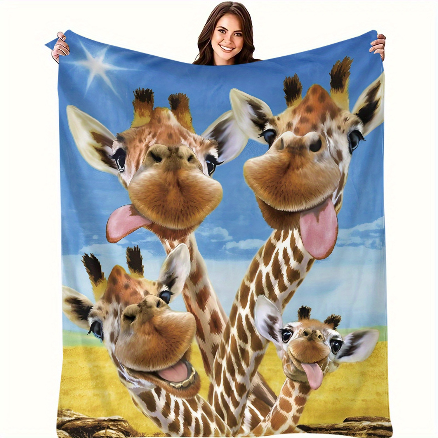 

Cozy Giraffe Print Flannel Throw Blanket - Soft, Warm & For Couch, Bed, Office, And Travel - Gift Idea