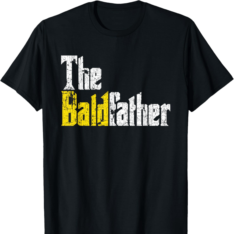 

The Baldfather" Humorous Cotton T-shirt For Bald Men - Soft, Breathable & With Yellow & | Casual Round Neck, Short Sleeve | Ideal Birthday Gift | Sizes S-3xl