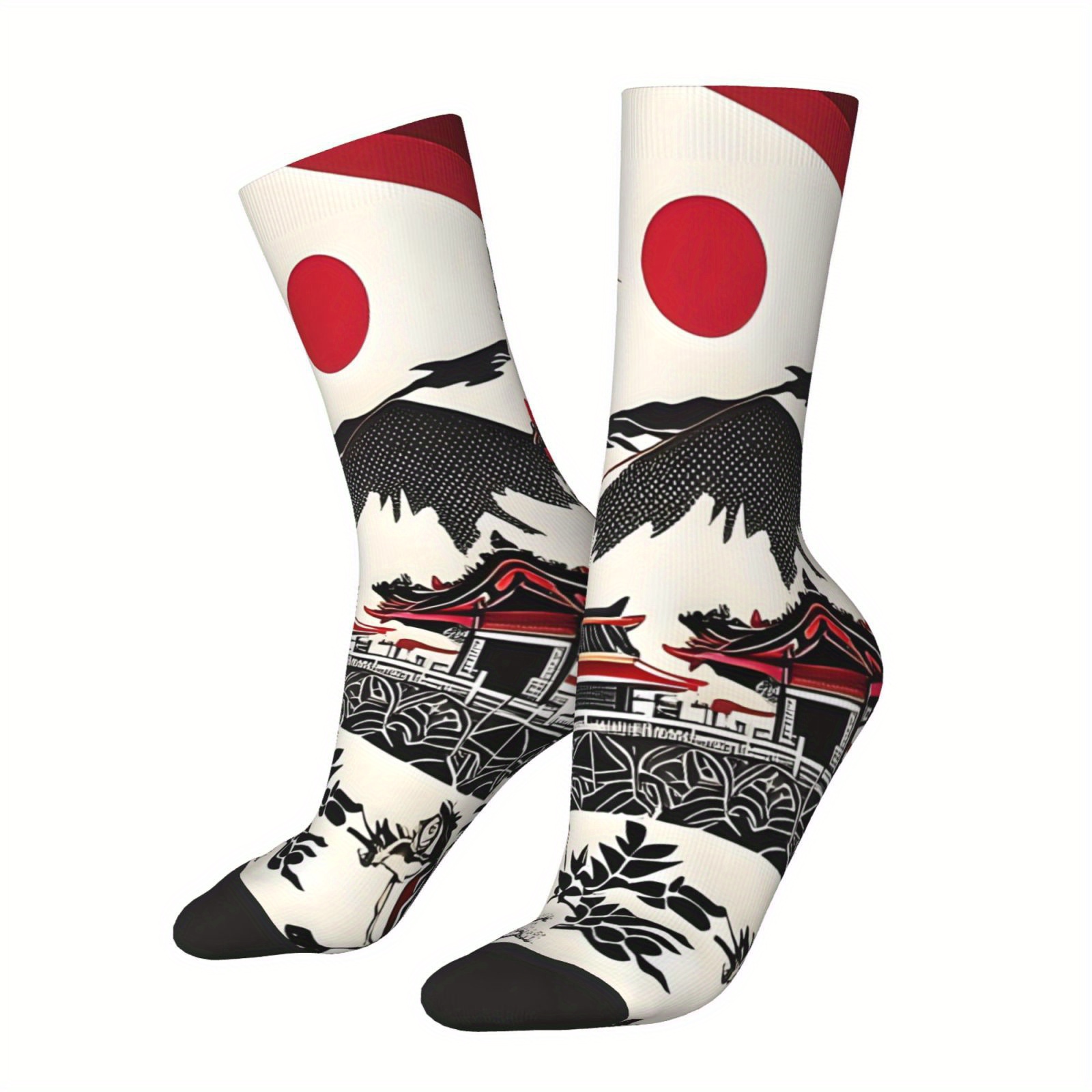 

Men's Novelty Crew Socks - Vintage Japanese Style, Seamless, Breathable Polyester , Gifts