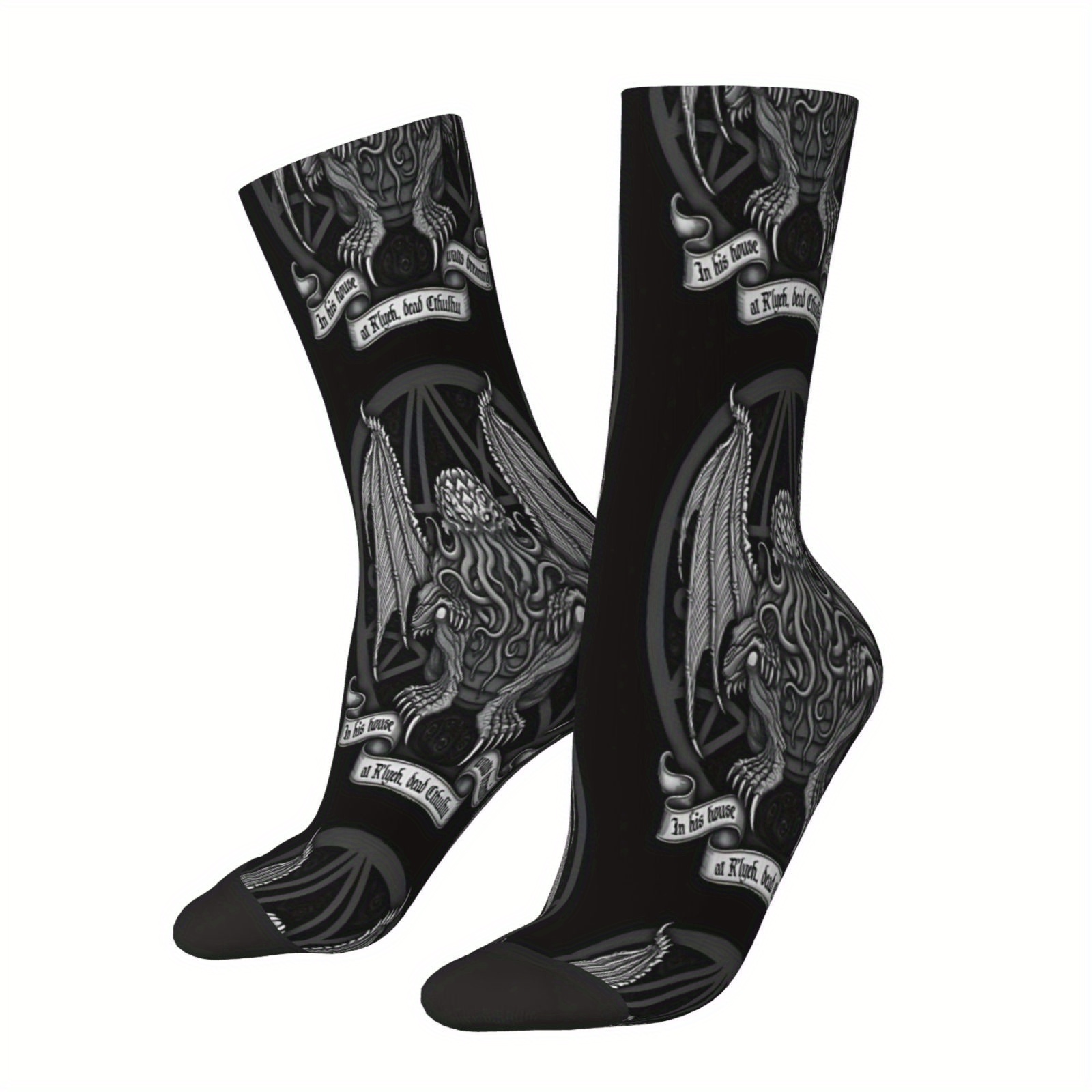 

Cthulhu Men's Socks: Retro Harajuku Street Style Novelty Seamless Crew Crazy Sock Gift Printed - Perfect For Or Cthulhu Fans!