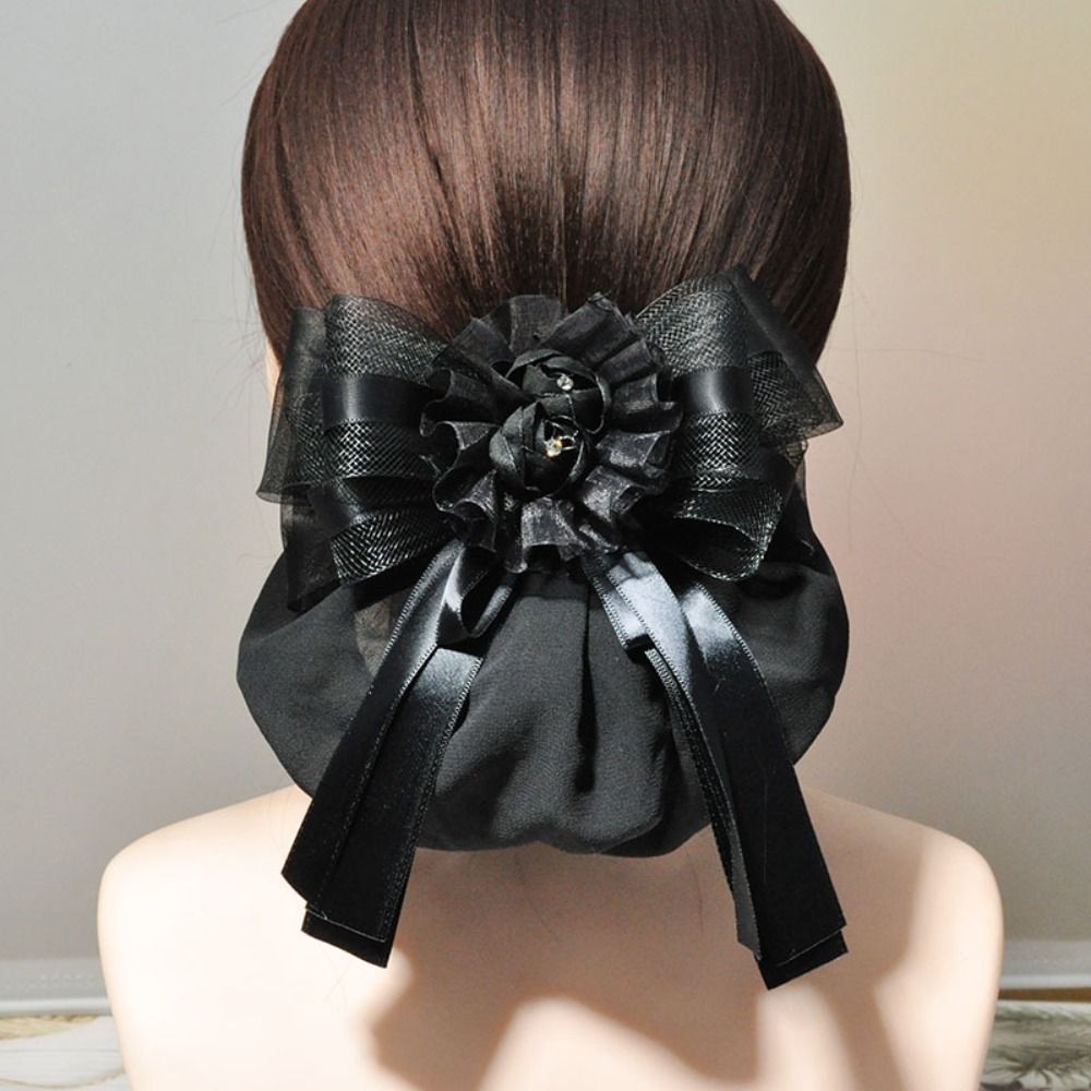 elegant floral lace net bun hair cover bowknot accents Temu Oman