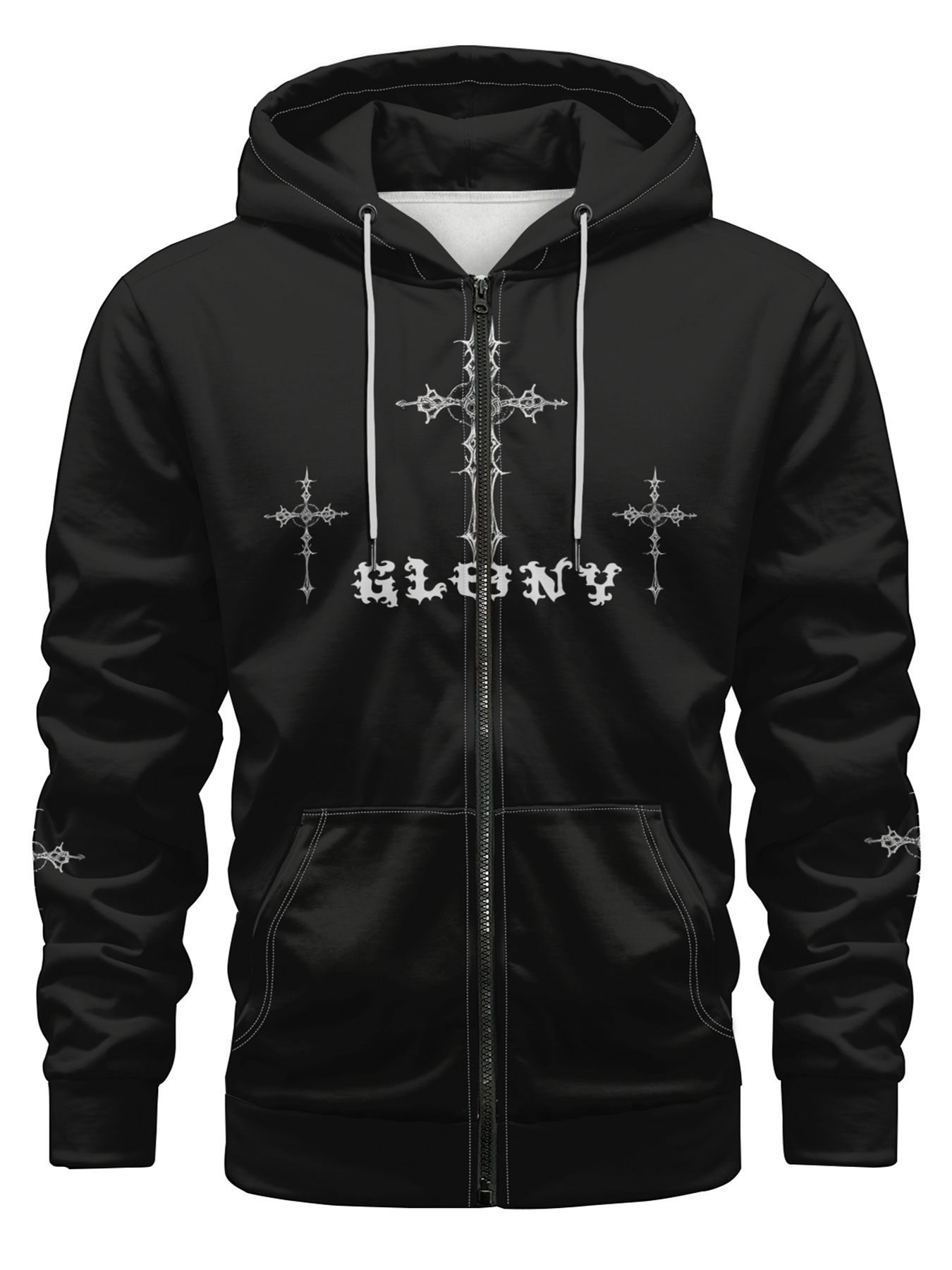 black zip hoodie sold on Temu United States