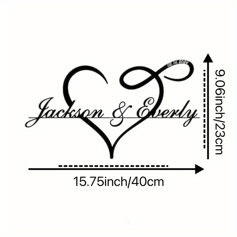 Image of Custom Infinity Heart Metal Wall Art - Personalized Love Sign Decor, Detachable, No Power Needed, Perfect For Home & Wedding Gifts
