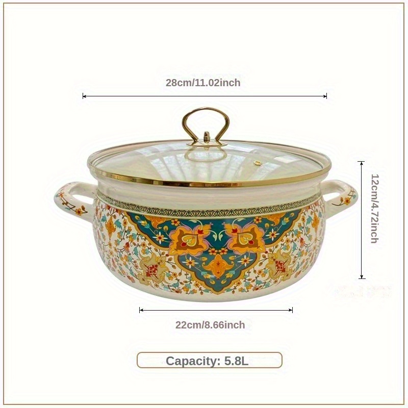 enamel seafood   set 4 7l 5 8l with glass lid deep stew pot for   compatible with gas and induction cooktops   inch 11 02 inch details 2