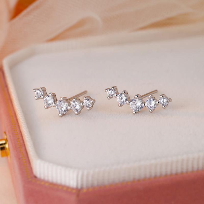 E-shop Ein Paar ultra-glänzende Einzelreihen-Strass-Ohrstecker für Damen – Luxuriöser, eleganter vielseitiger Stil für den täglichen Gebrauch. Ein