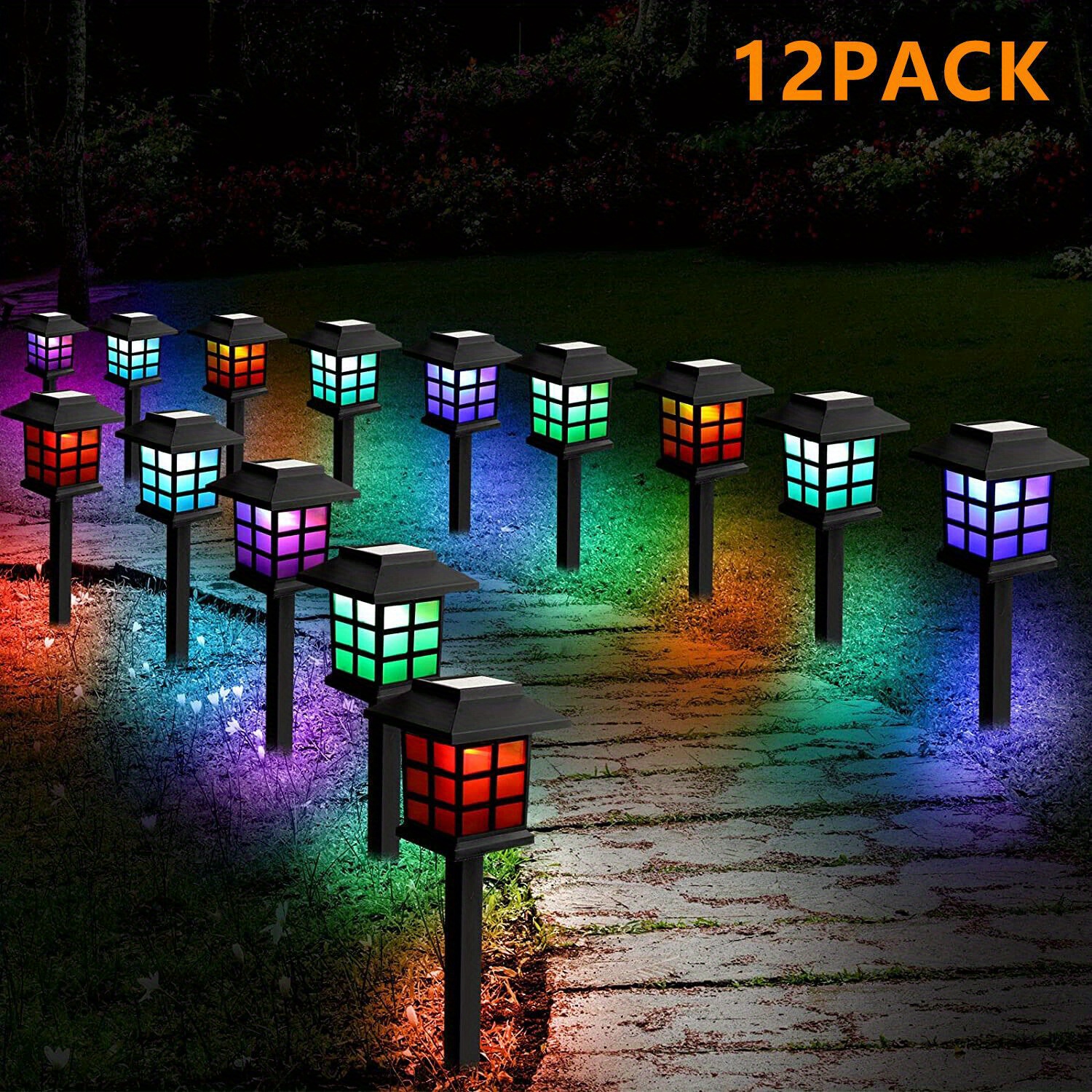 

12 Pcs Solar Outdoor Pathway Lights Waterproof Led Solar Garden Landscape Lights