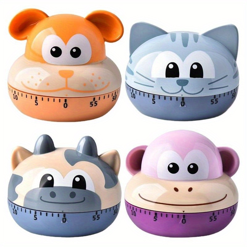 

1pc Cute Cartoon Animal Kitchen Timer, 60-minute Mechanical Timer, No Battery Required, Plastic, Manual Time For Cooking, Exercise, Beauty, Study, Kitchen Tool, Dorm Essential, Gift Idea