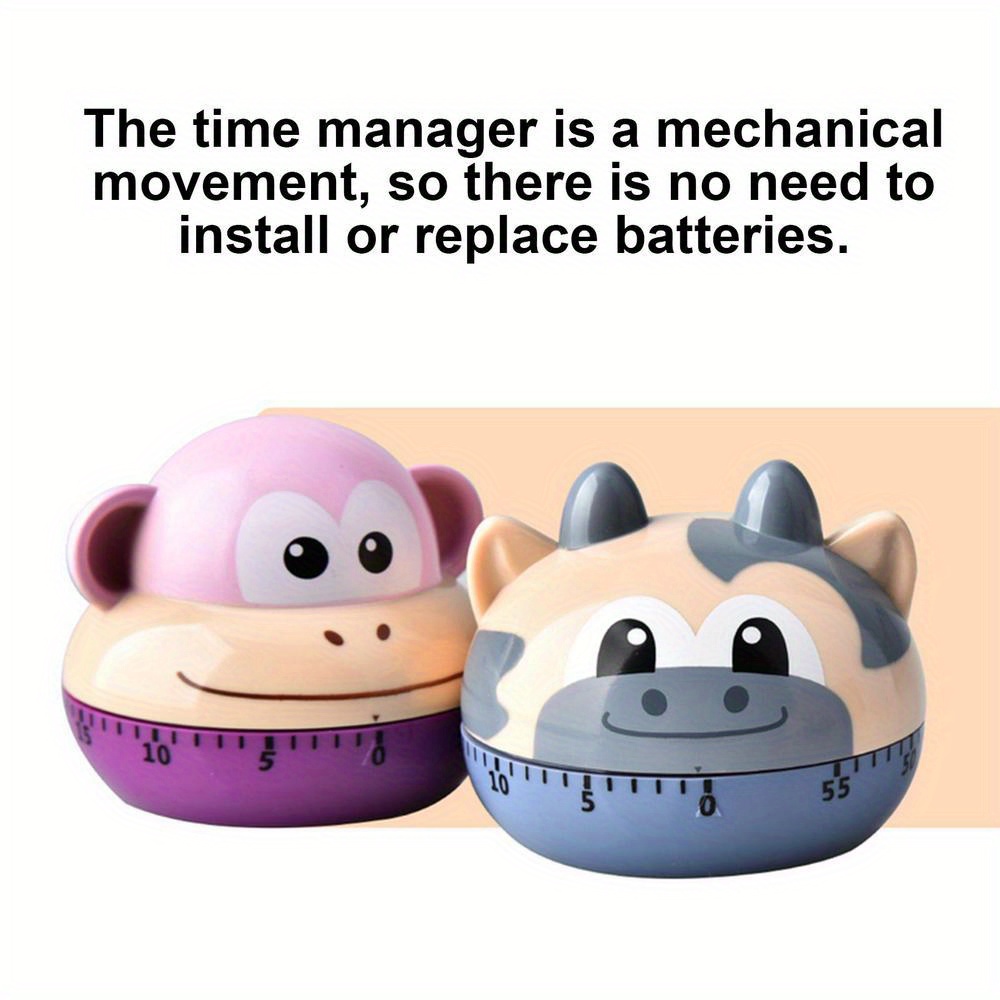 1pc cute cartoon animal kitchen timer   mechanical   timer no battery required   plastic manual   for cooking exercise beauty study kitchen   essential gift idea details 0