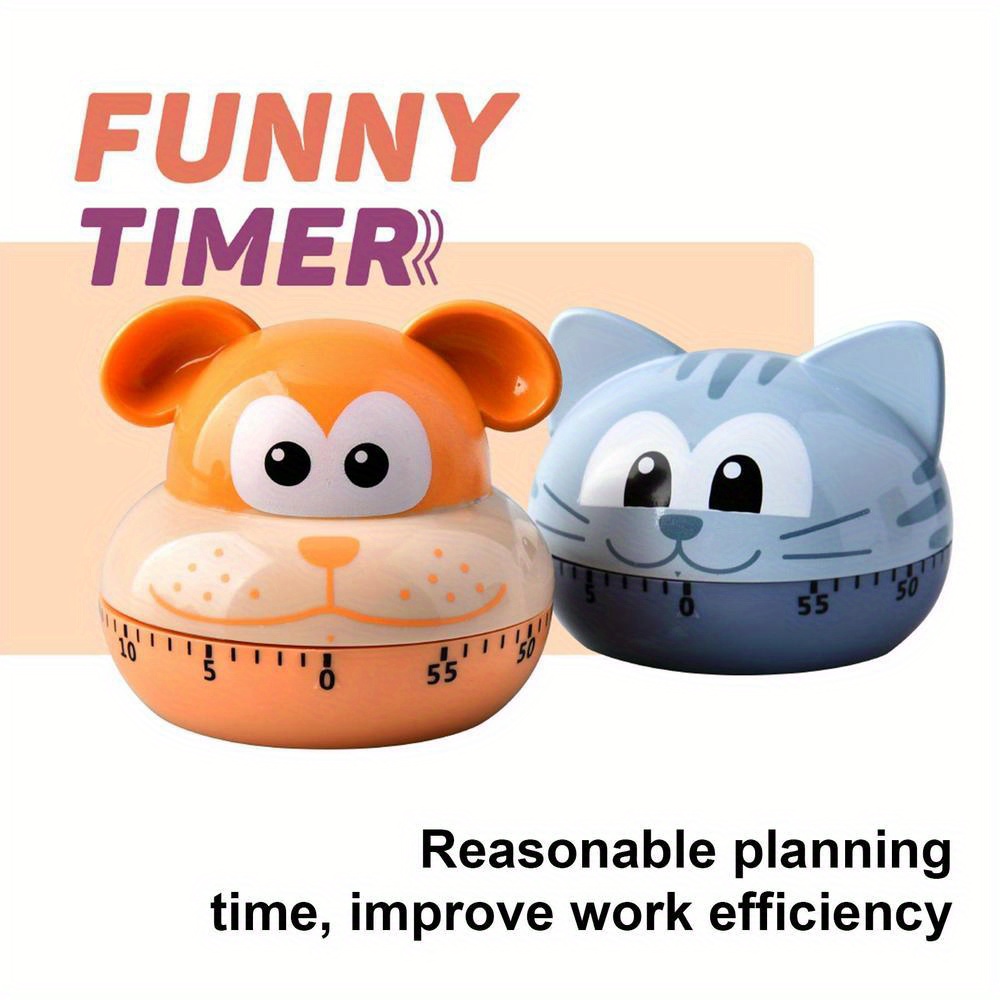 1pc cute cartoon animal kitchen timer   mechanical   timer no battery required   plastic manual   for cooking exercise beauty study kitchen   essential gift idea details 2