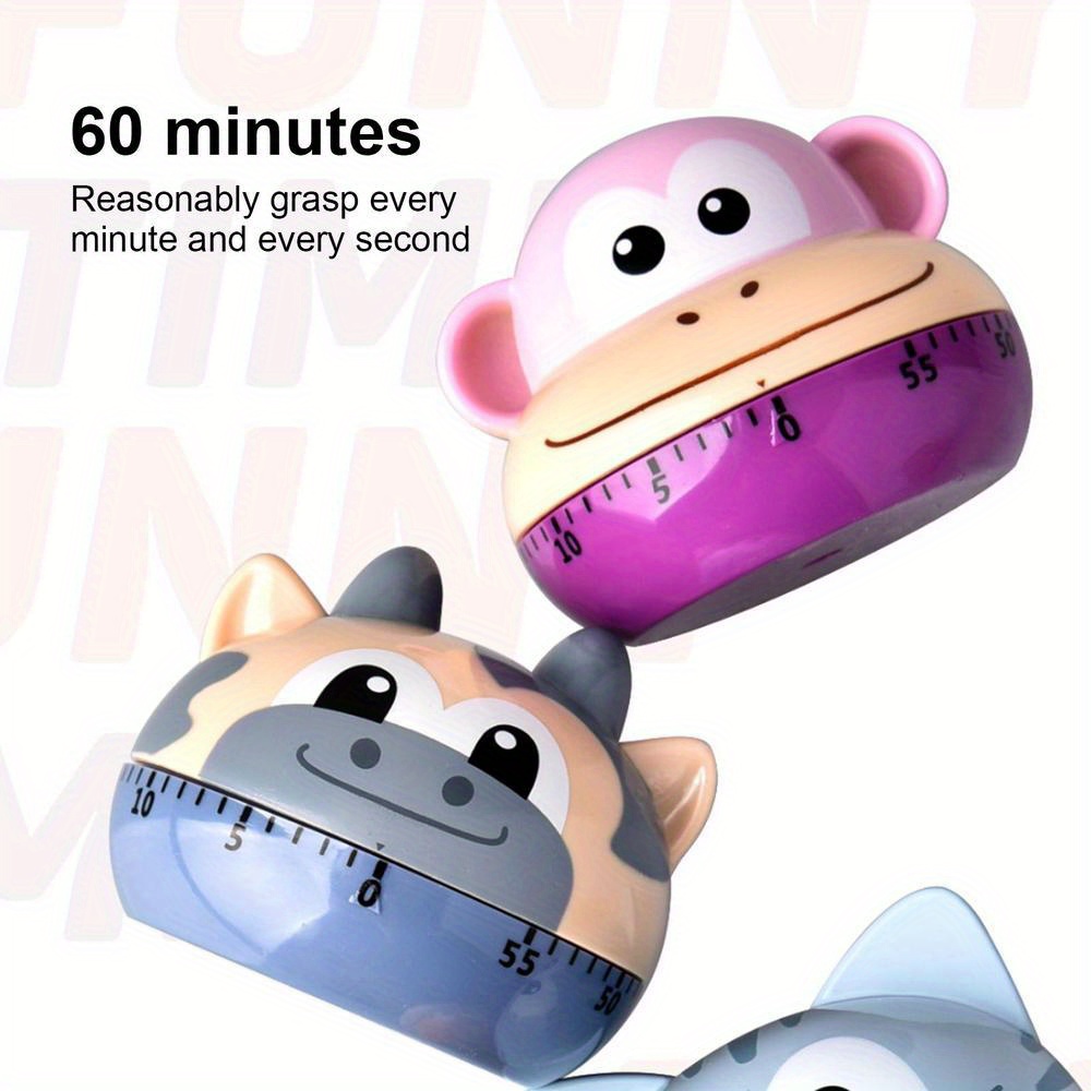 1pc cute cartoon animal kitchen timer   mechanical   timer no battery required   plastic manual   for cooking exercise beauty study kitchen   essential gift idea details 3