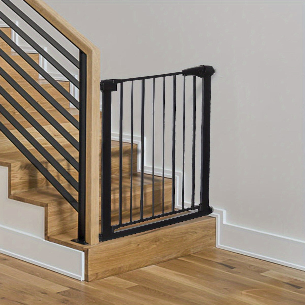 

30"x40.5" Baby Gate, Auto Close Pet Gate, Pressure Mounted Pet Gate, For House Stairs With Cups, 2 Extension Pieces