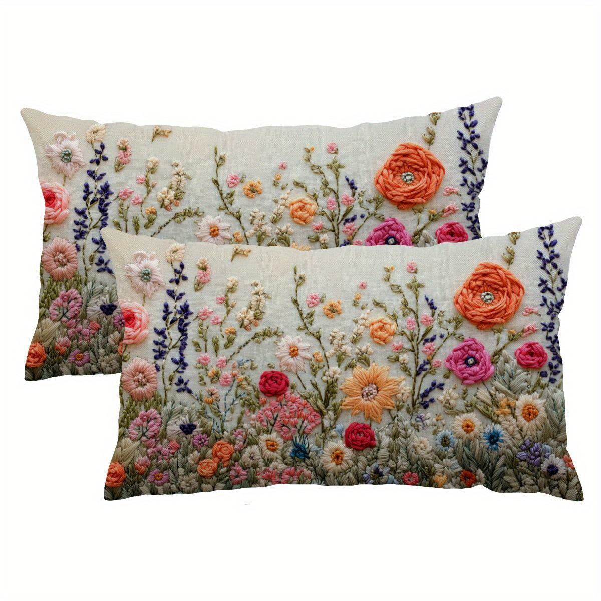 

2- Embroidered , Decorative Pillowcases For And Sofa, No Required - Decor (pillows Not Included)