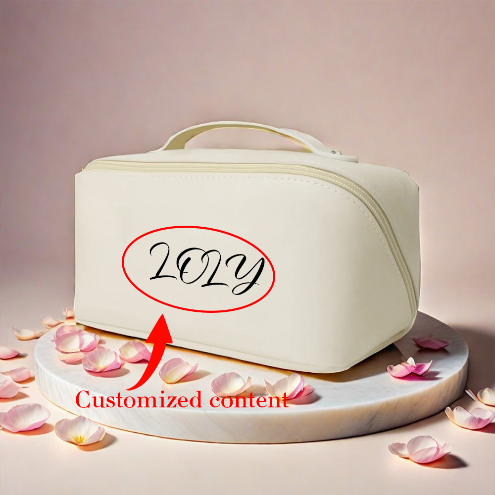 

1pc Personalized Custom Bridal Makeup Bags, Casual Pu Leather Cosmetic Bag For Women, Makeup Organizer, Bridesmaid Gift With Name, Ideal Christmas Gift