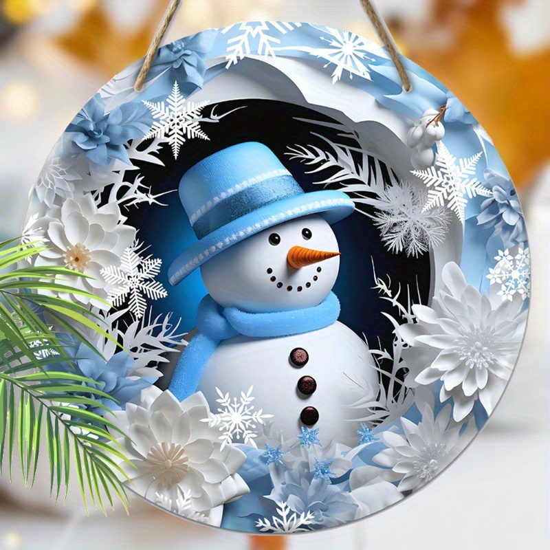 

Snowman & Wooden Wreath - For Christmas & Decor, And Hanging