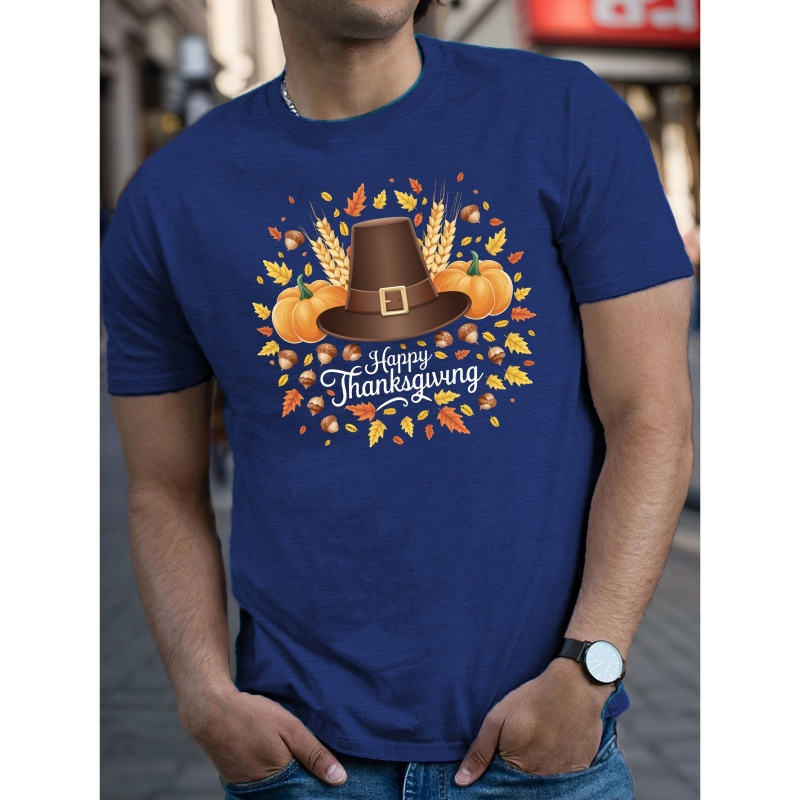 

Thanksgiving Print Tee Shirt, Tees For Men, Casual Short Sleeve T-shirt For Summer