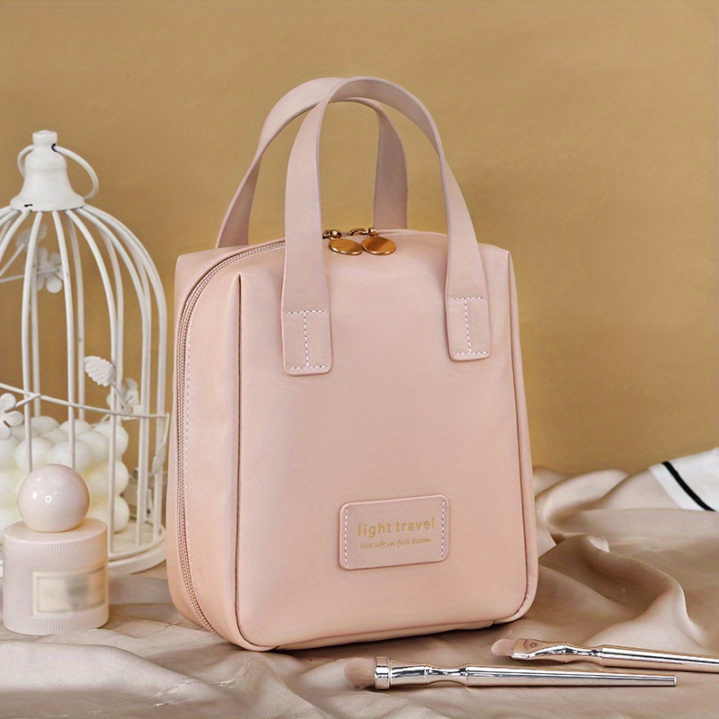 TEMU 1pc Large Capacity Makeup Bag, Portable Large Opening Makeup Bag, Double Zipper Bag