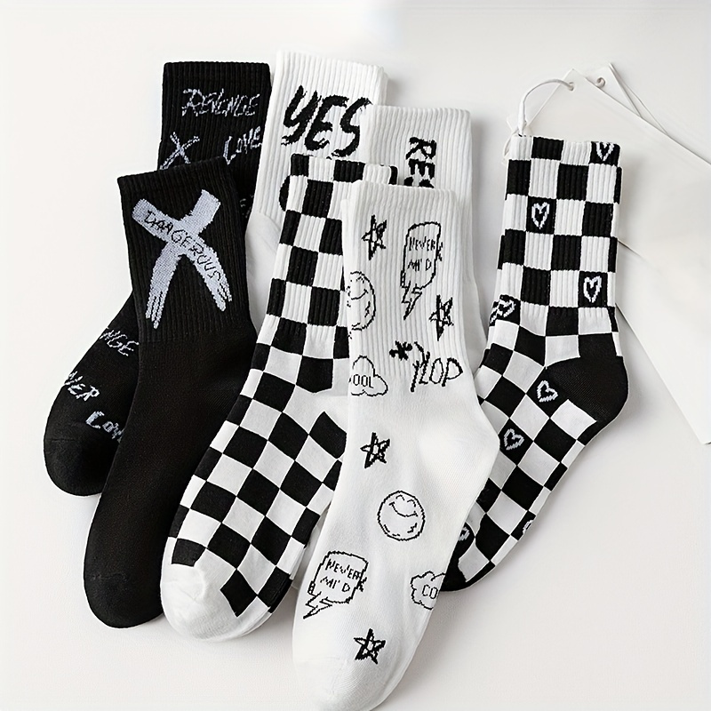 TEMU 7 Double Letters And Socks, Comfortable And Casual Full With Street Neutral Socks, Men's And Women's Stockings And Socks, Christmas, Send Family, Send