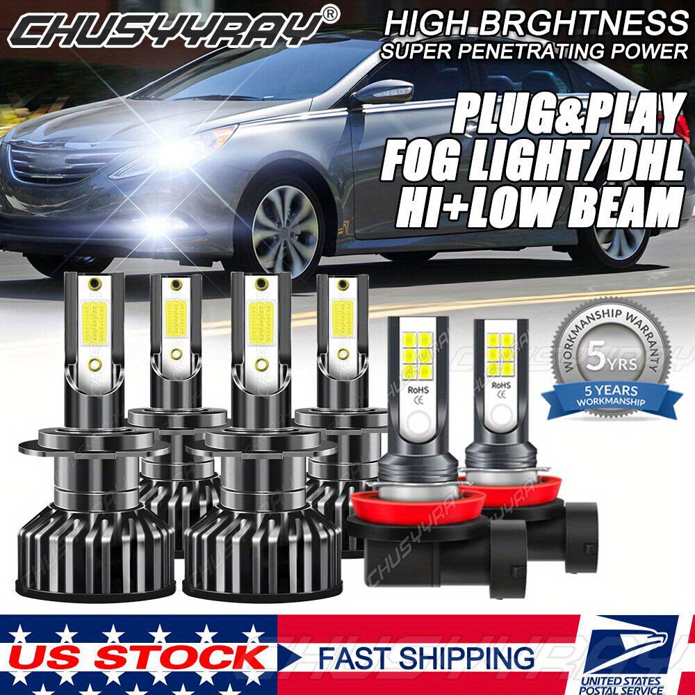 

Led Headlight Fog Bulbs Kit 2011-2014 80w 6000k 20000lm And , Of 6