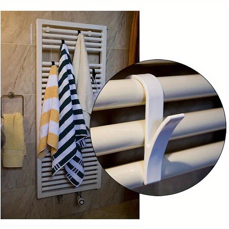 10pcs space saving cooling pad hooks for towels clothes   no drill design   plastic   bathroom organization details 0