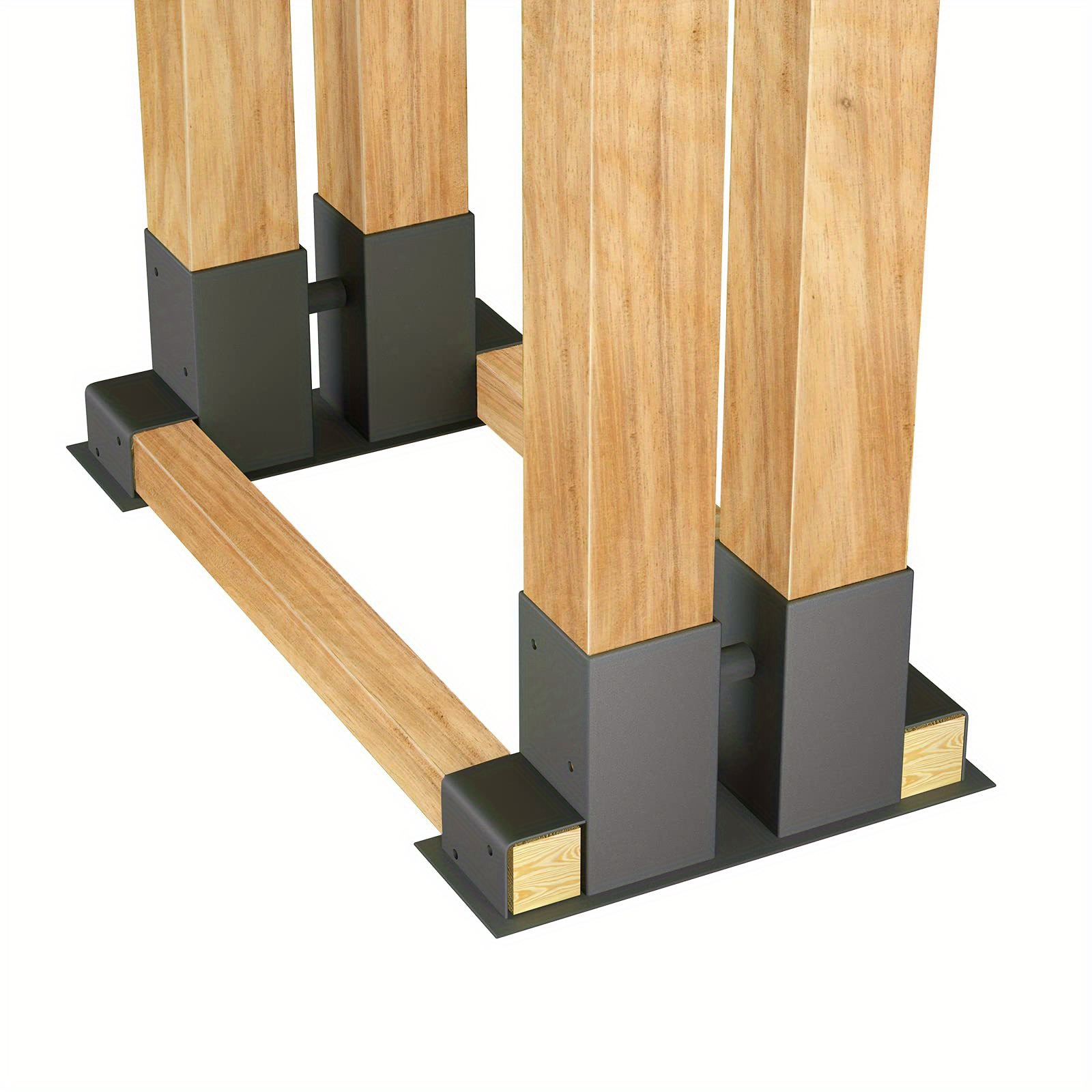 Image of Wooden Stacking Aid For Firewood, Sturdy Wood Stacking Aid For Firewood, Made Of Galvanised Steel For Indoor And Outdoor Use, Pack Of 4