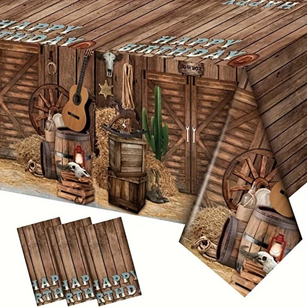 

3pcs Western Desert Cowboy Theme Disposable Tablecloths - 54"x108" | Birthday Parties, Outdoor Gatherings & Events