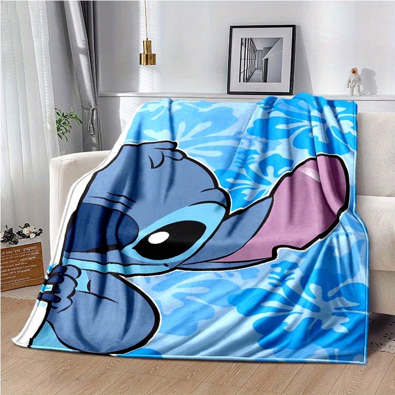 

1pc Stitch Cartoon Blanket, 1.8m+ Long, 2.16m², Super Soft Flannel, Polyester, For Sofa, Living Room, Bed, Couch, Office, Outdoor Use, All Season Decor