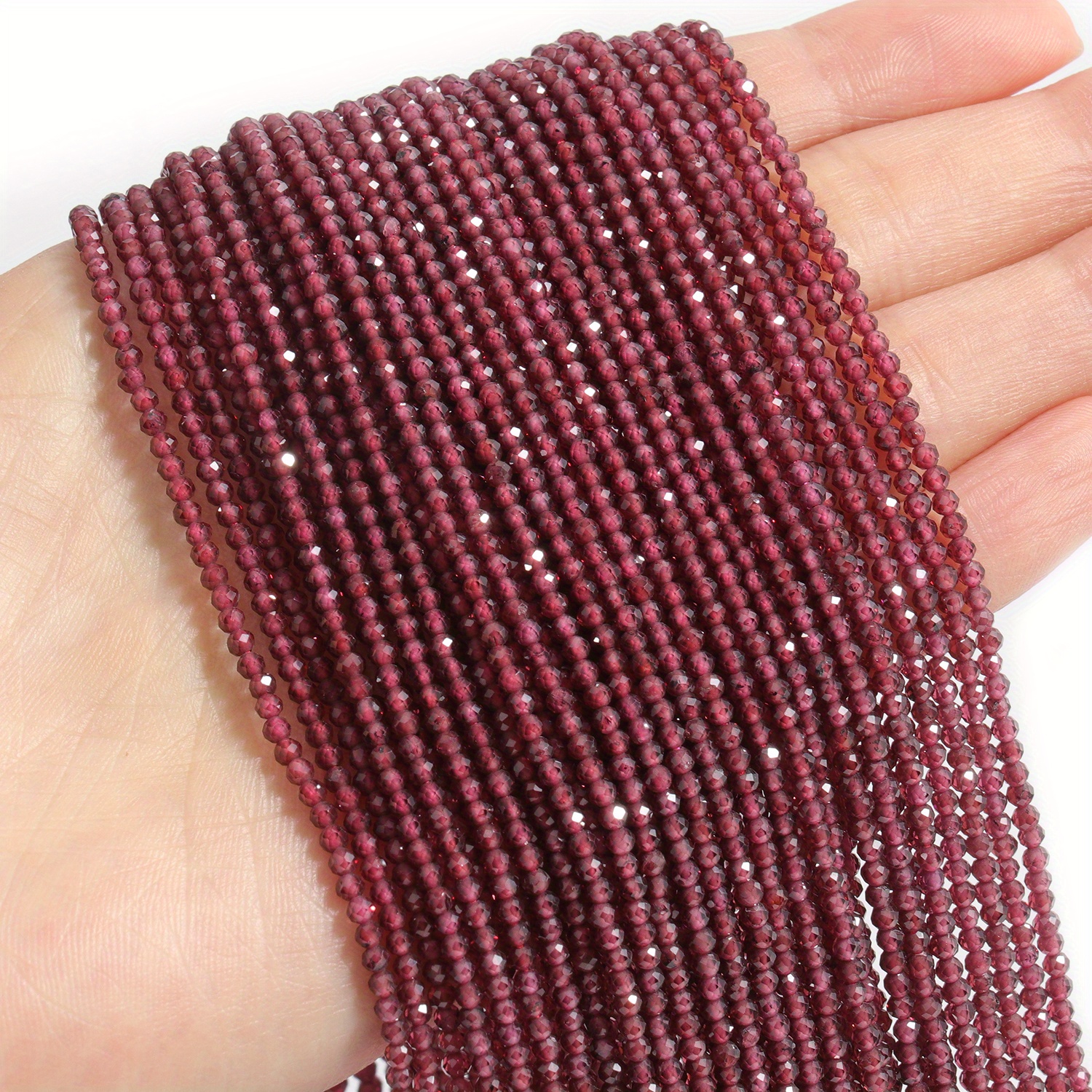 

Faceted Garnet Beads Natural Stone Round Sparkling Loose Beads For Jewelry Making Diy Bracelet Necklace 2/3/4mm - Assorted Sizes Set