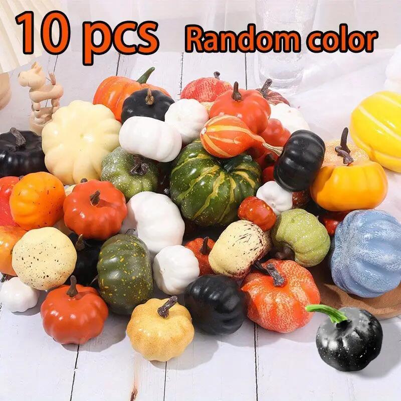 

10pcs Pumpkins - Decorations For Halloween & Thanksgiving, Assorted , Plastic , To And Reuse