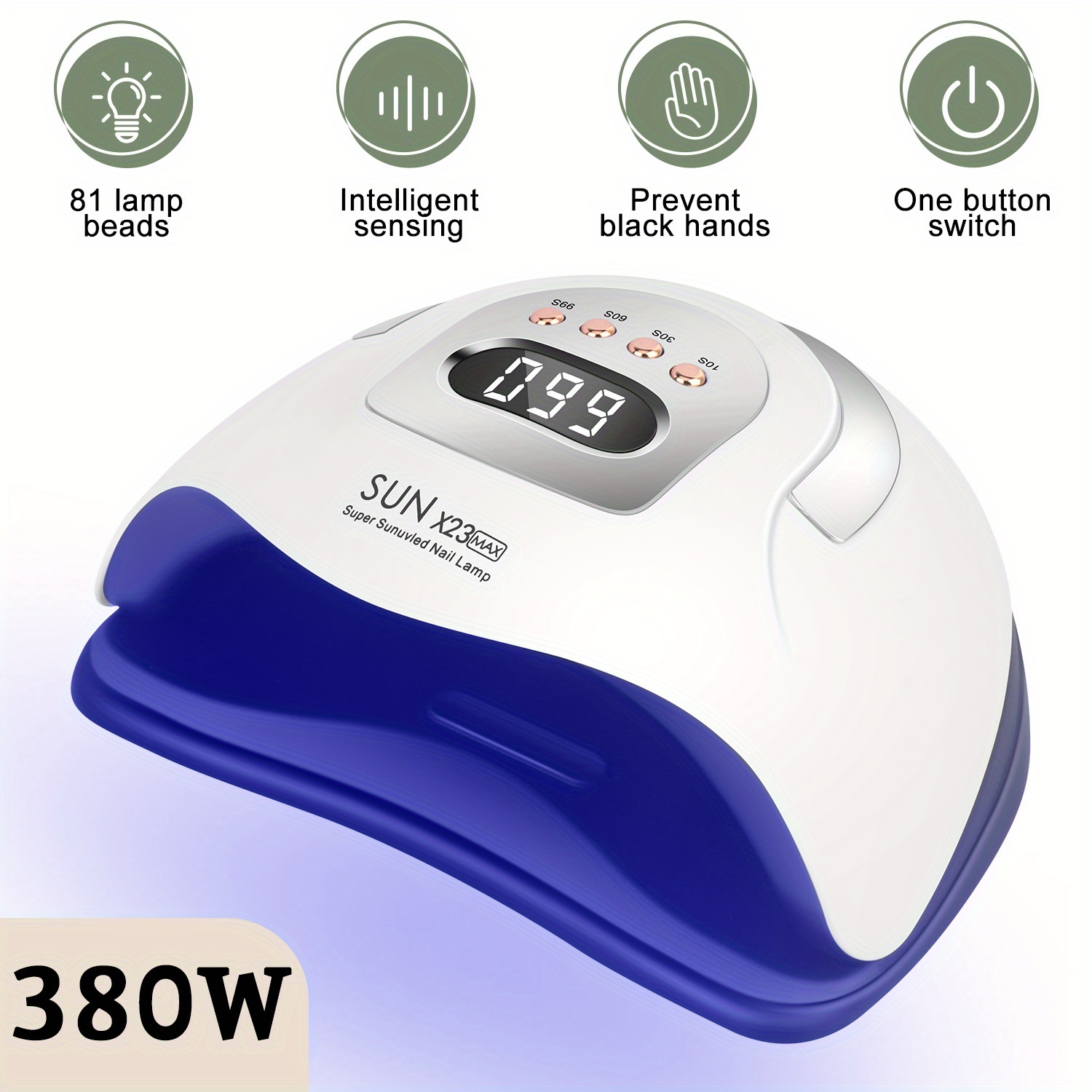 380W Professional LED UV Nail Lamp – USB Powered Gel Nail Dryer with Auto Sensor, LCD Timer & 4 Curing Modes for Home & Salon Manicure — Zaynora Luxury Marketplace