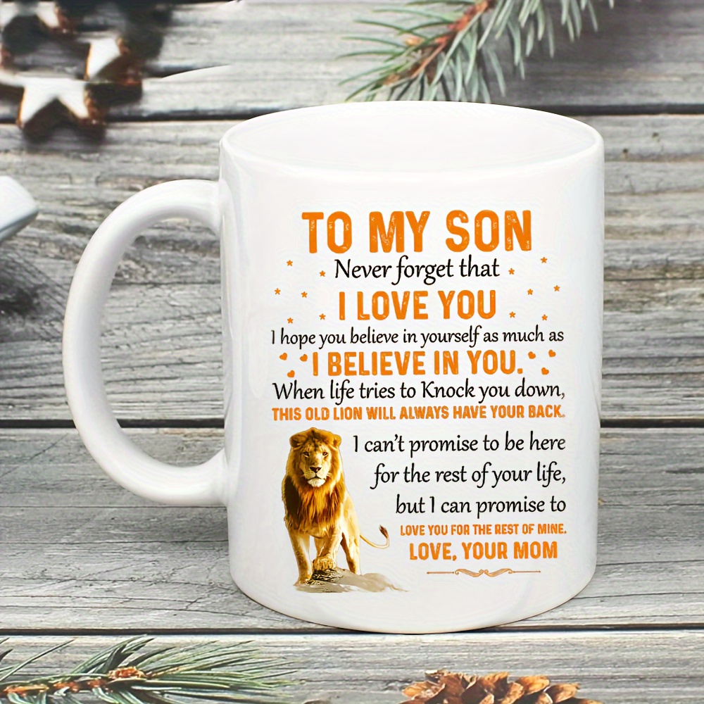 

1pc, To My Son Coffee Mug, Ceramic Coffee Cups, Water Cups From Mom Mother, Summer Winter Drinkware, Birthday Gifts, Holiday Gifts, Christmas Gifts, New Year Gifts, For Office