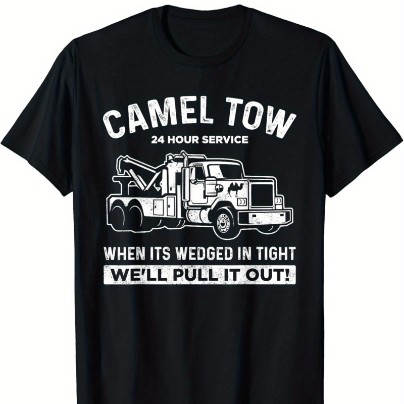 

Camel Towing Shirt Tow Truck Camel Towing T-shirt Casual Summer Tee Crew Neck Short Sleeve T-shirt