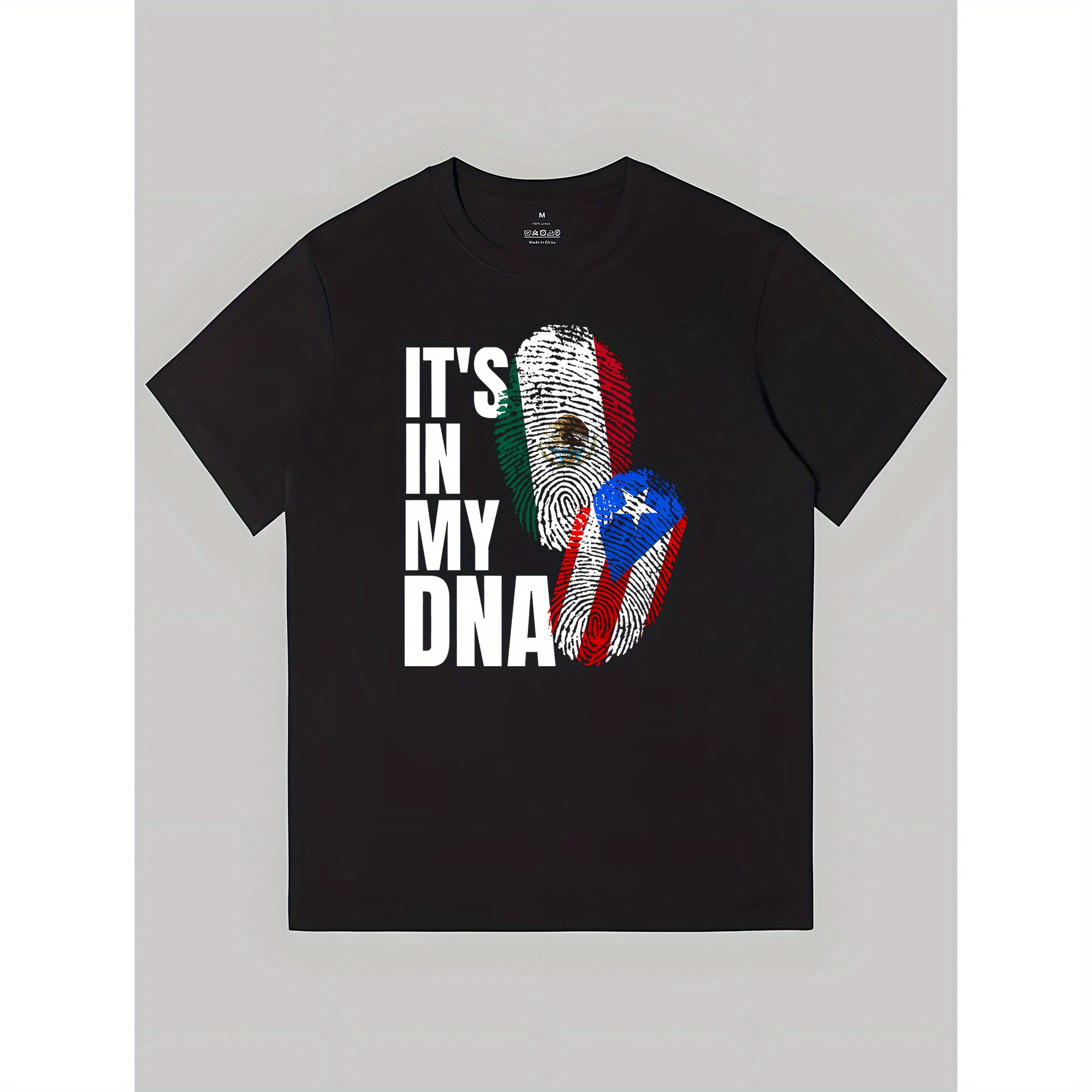 

1 Piece, Mexican And Puerto Rican Dna Mix Heritage Gift Print, Summer Comfortable Casual Cotton T Shirt