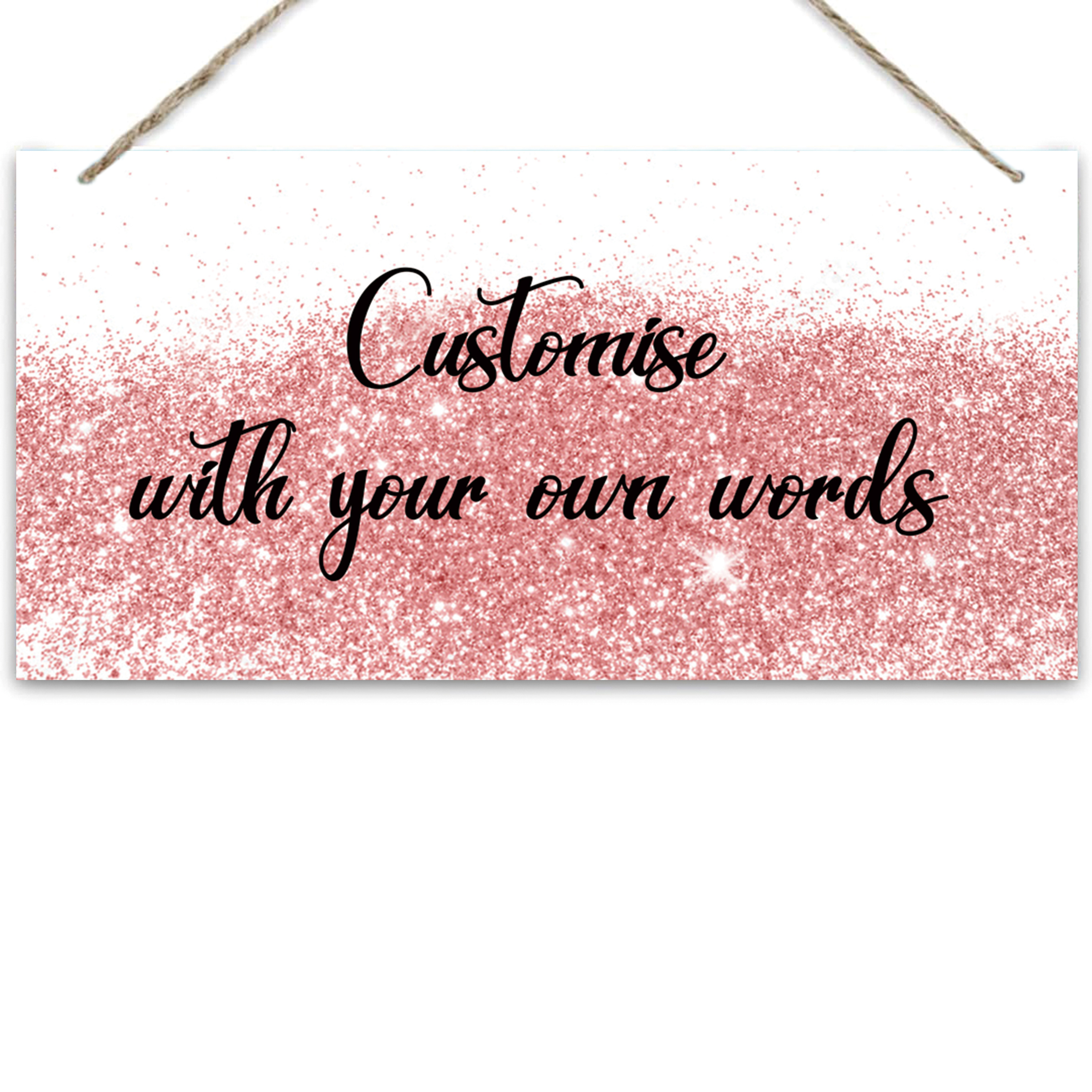 

1pc Customized Words Customized Door Plate Pink Glitter Princess Hanging Plate Family Wooden Sign