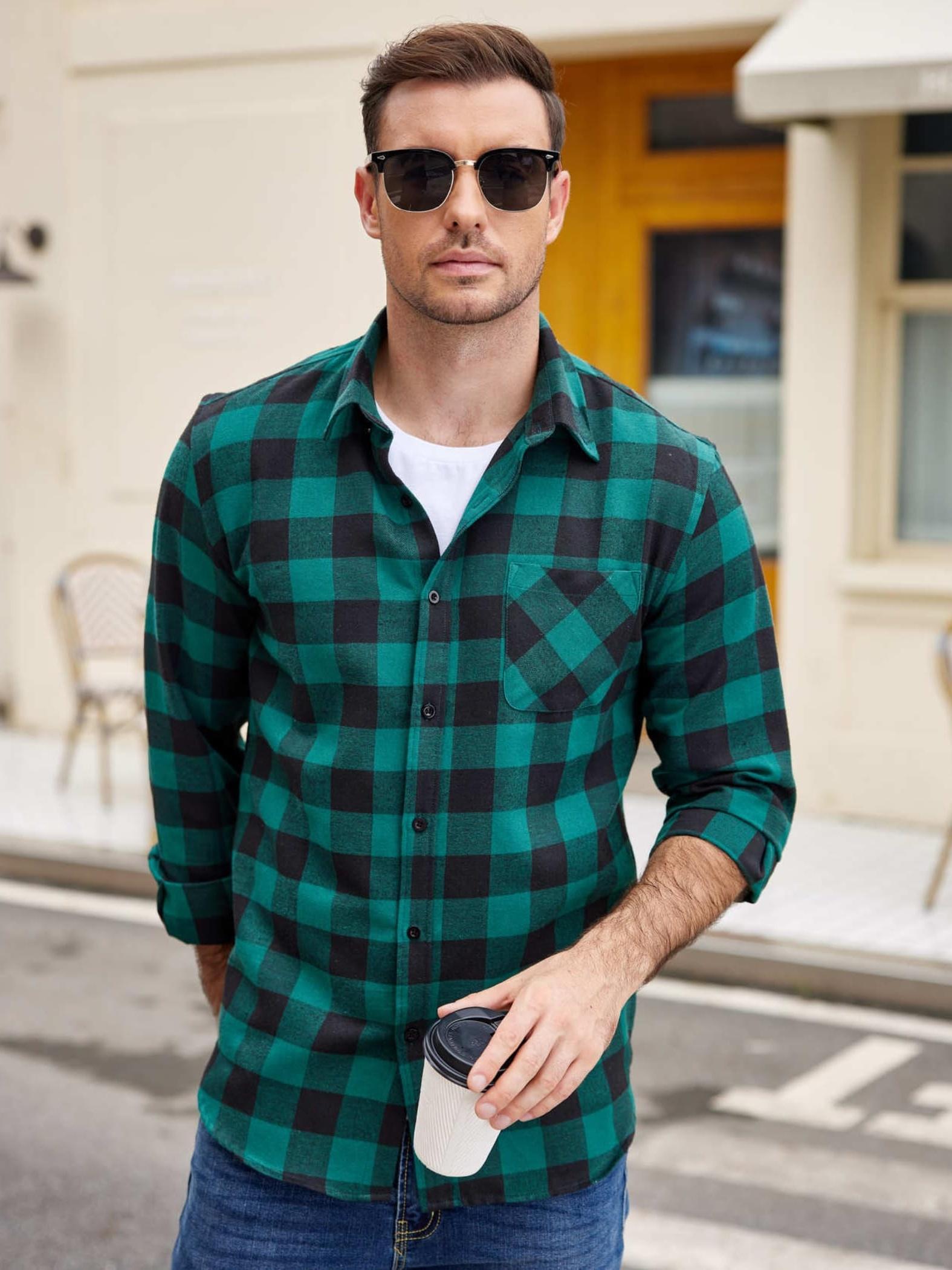Algodón Camisa De Franela A Cuadros Camisas De Cuadros Para Hombre Camisa Hombre Franela A Cuadros J main image 3