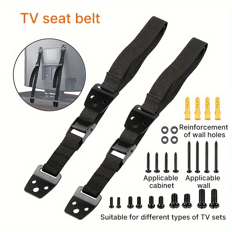 Heavy-Duty Anti-Tip TV & Furniture Safety Strap Kit, 1 Set - Adjustable Secure Wall Anchor for Flat Screen and Cabinet, BPA-Free Plastic, Child & Pet Proofing for Home Security, 14+ Age Group details 0