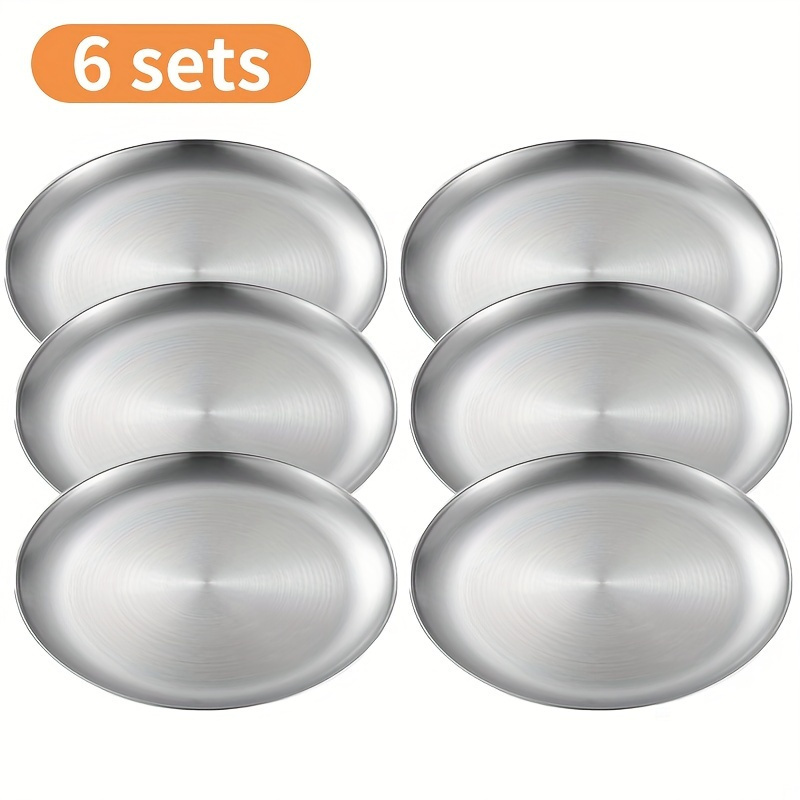 

6pcs Stainless Steel Plates Set - , , For Bbq, & Desserts - For And Restaurant Use