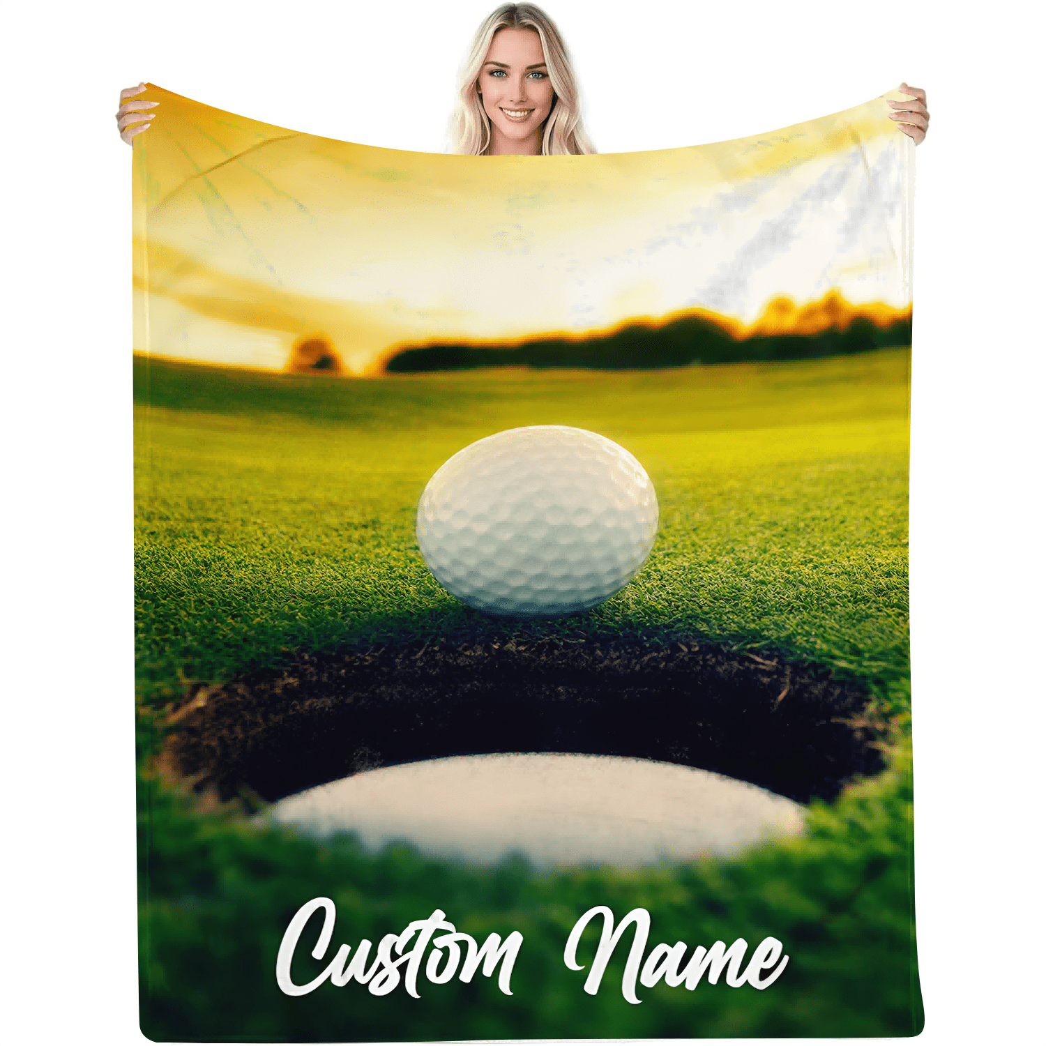 

Customizable Golf- Blanket For Golf Enthusiasts, Personalized Fleece Blanket, - , , Polyester 100%, Knitted, 200-250g