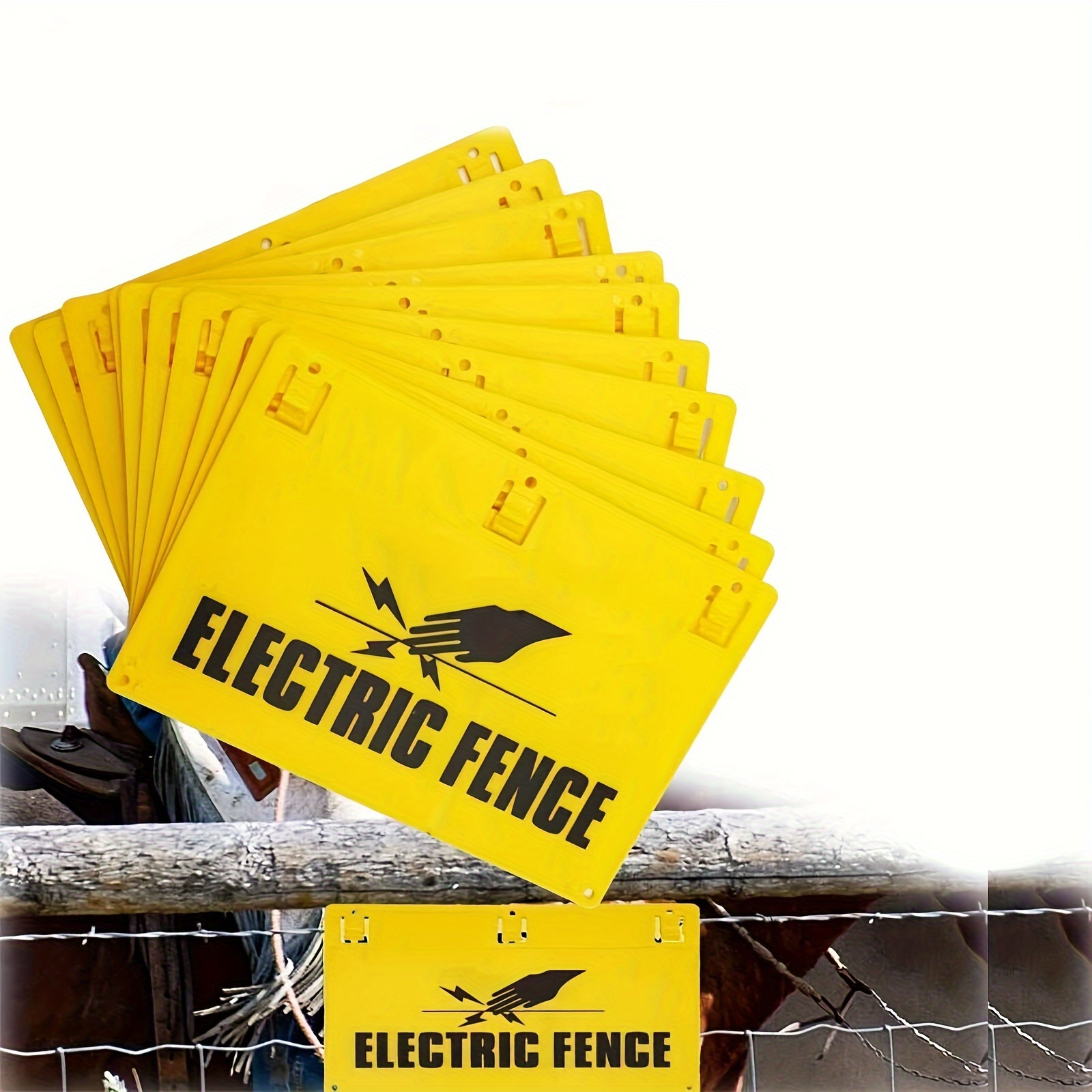TEMU [2d Flat] 30pcs Plastic , Electric Fence Warning Signs, Electric Fence Sign, No Or Electric Safety Sign To Protect Farm Home