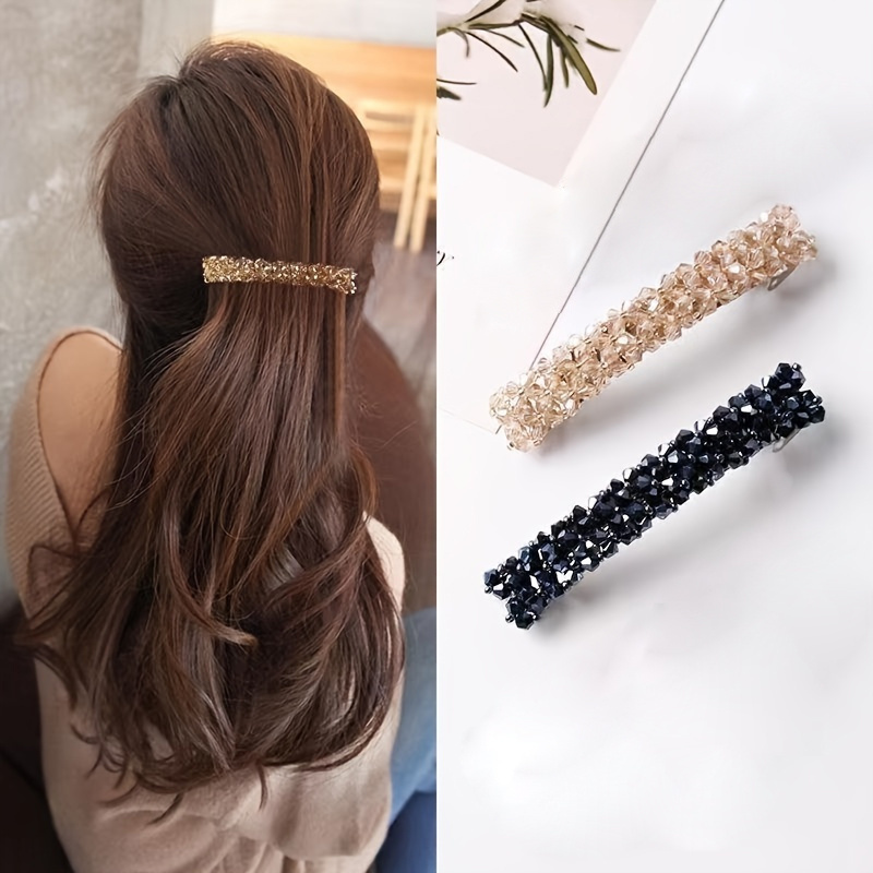 

2pcs Clips - Hair Accessories For Women, Elegant Metal Barrette Hairpins With Sparkling Crystals For Updo's, Weddings, And Formal