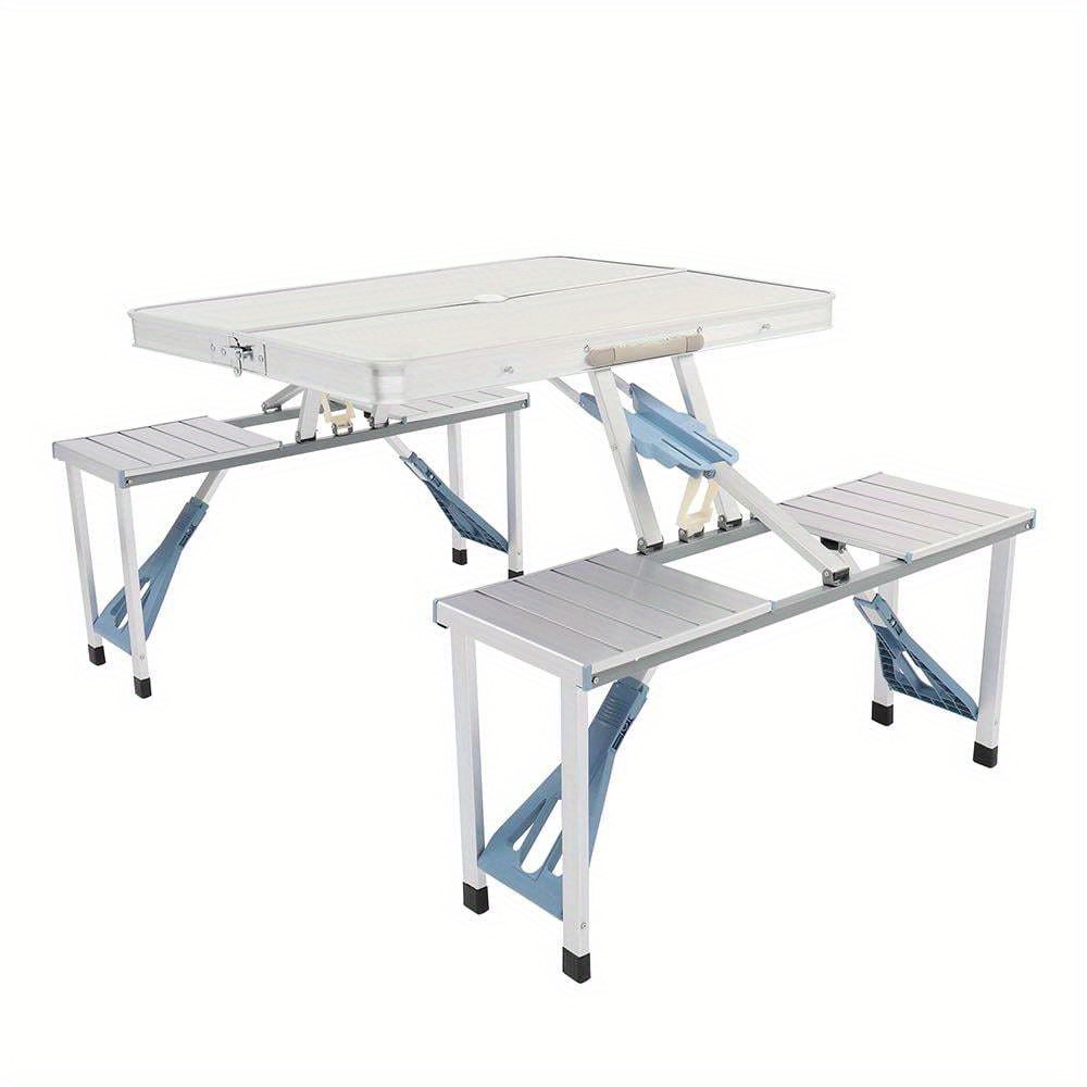 

Folding Picnic Table With 4-person Chair Seats, Foldable Camping Table, Aluminium Alloy