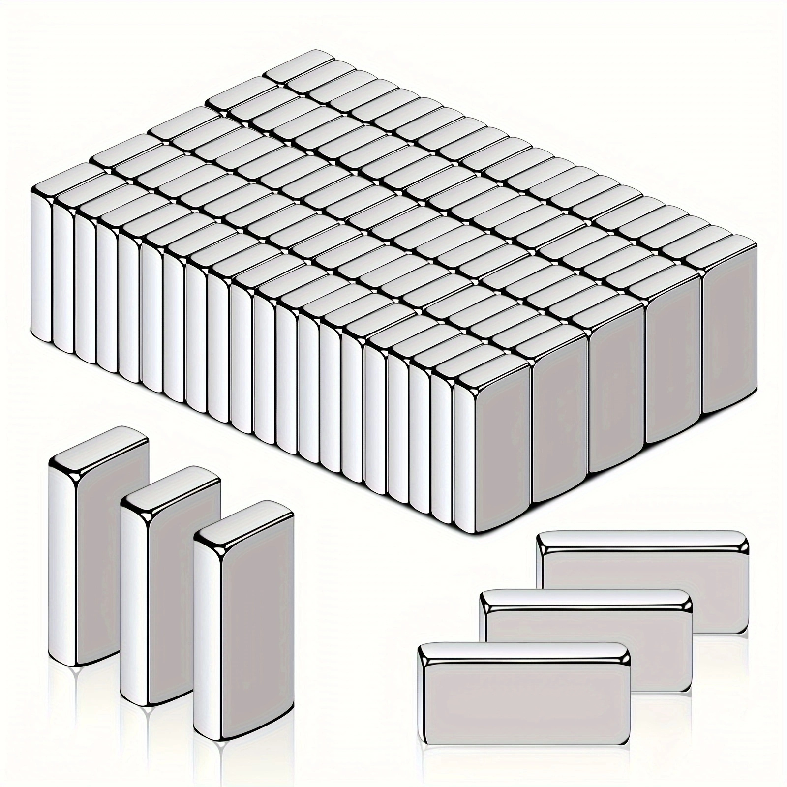 30/100pcs Magnetic Strips, Rectangular Magnets For Tool Storage & Office Use