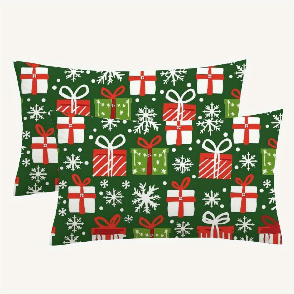 

2pcs Christmas Pillow Covers 12x20 Inch - Soft Plush, Zip Closure, Decor