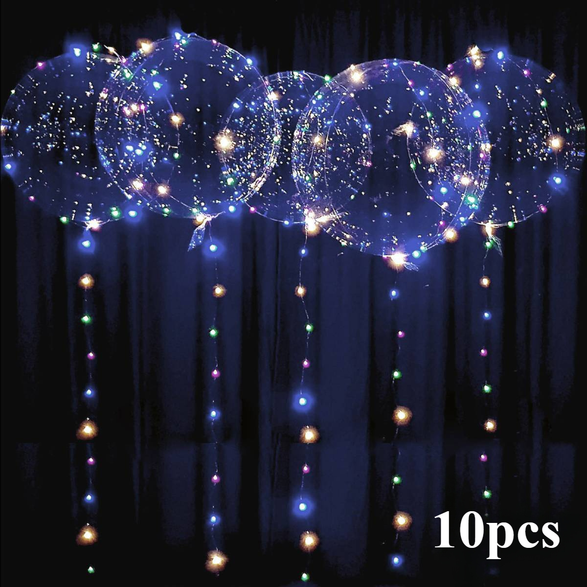 10'lu Paket 20-Inç LED Işık Balonları, Şeffaf, Pil Gücü ile Kablosuz String Işık, Pil Dahil Değil, Noel Baba Temalı, Çağdaş Stil, Düğün, Parti, Tatil ve Özel Günler Dekorasyonu için