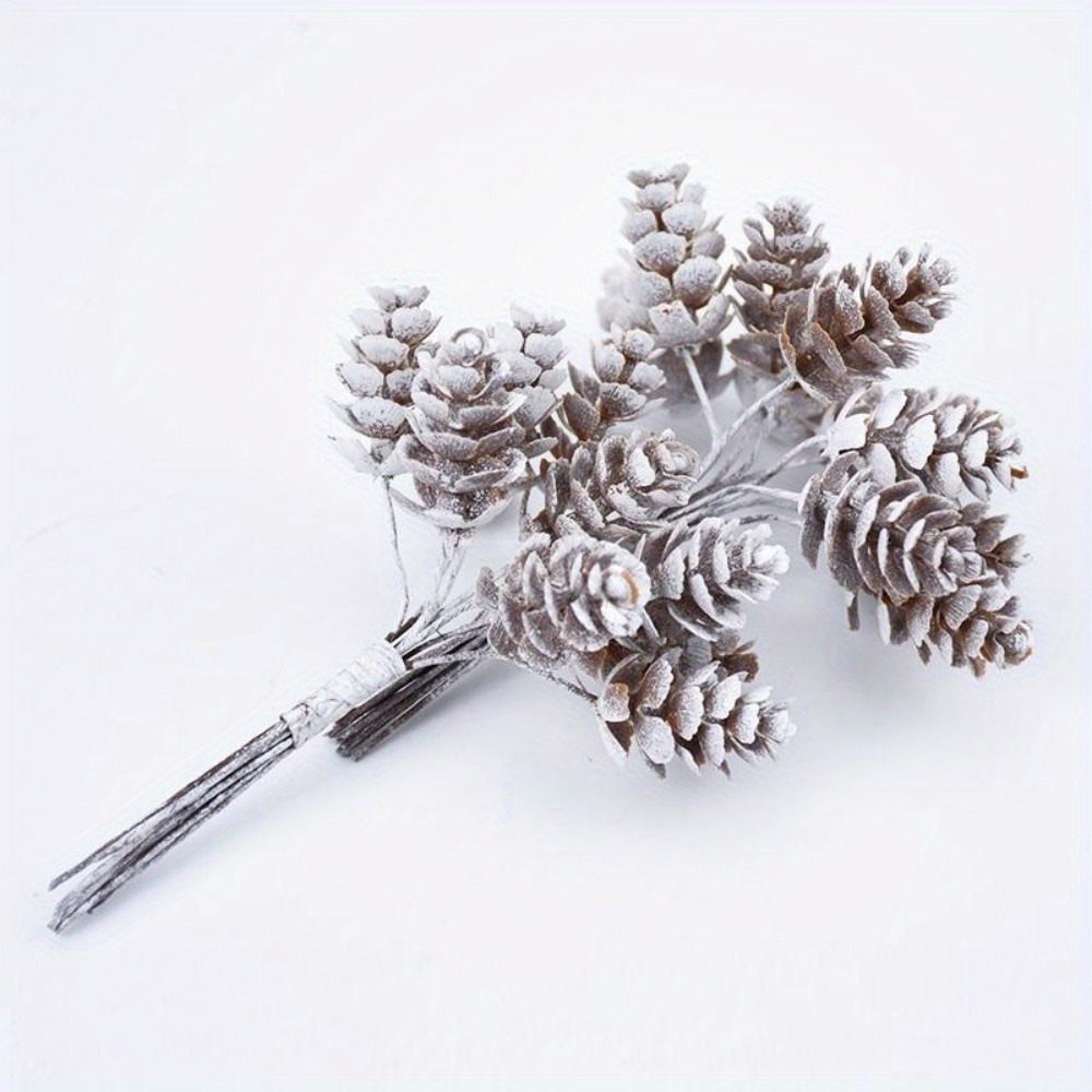 

60pcs Mini Christmas Pine Cones - Artificial Pine Diy Garland & Tree Ornaments, No Power Needed, Clip-on Home Decor