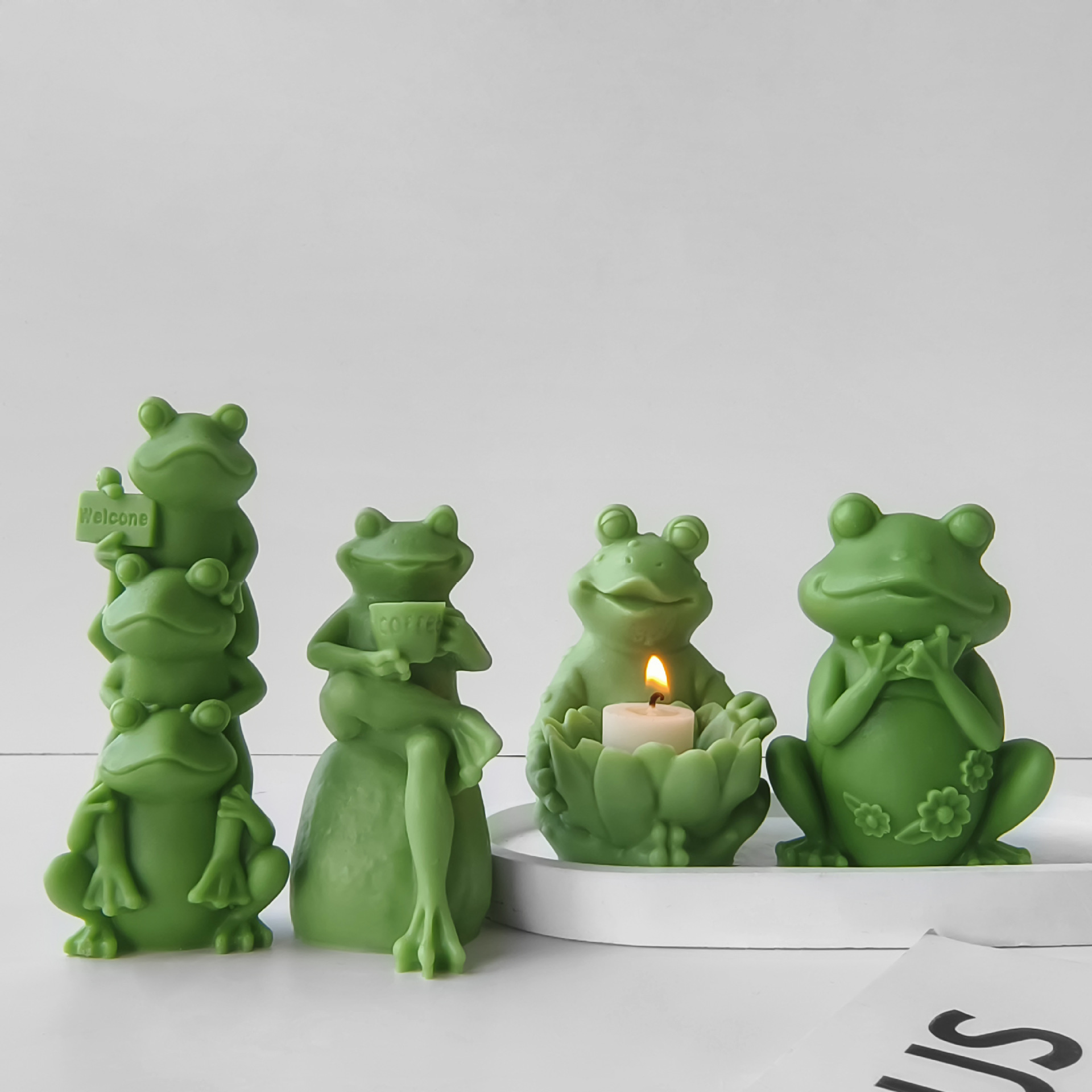 

Frogs Silicone Mold Set For Diy Resin Figurines - Handcrafted Candle Holder Molds